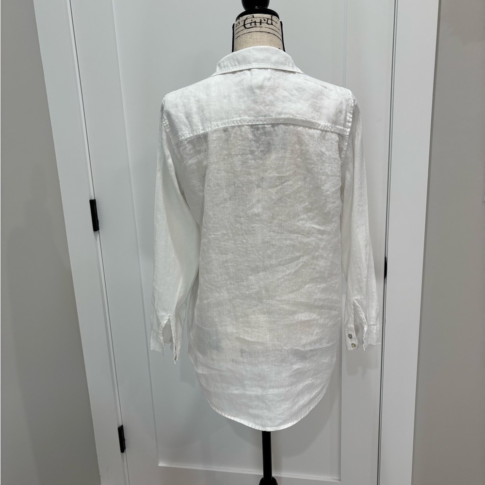 C&C California White Linen Casual Button Down Shirt - Picture 3 of 6